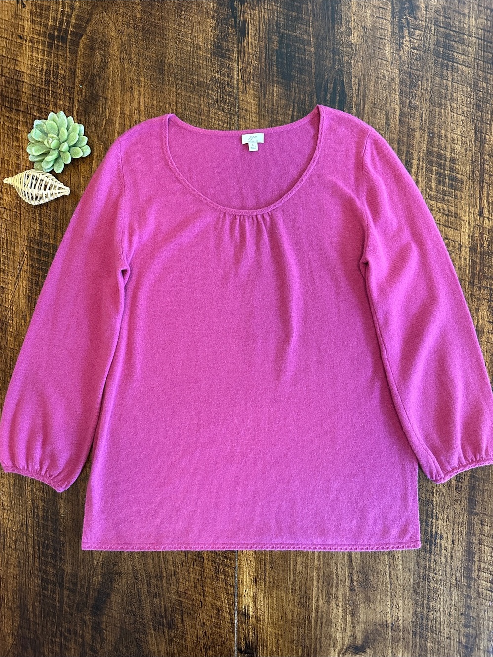 J. Jill | 100% Cashmere  Scoop Neck Tunic Sweater Berry Pink, Size L